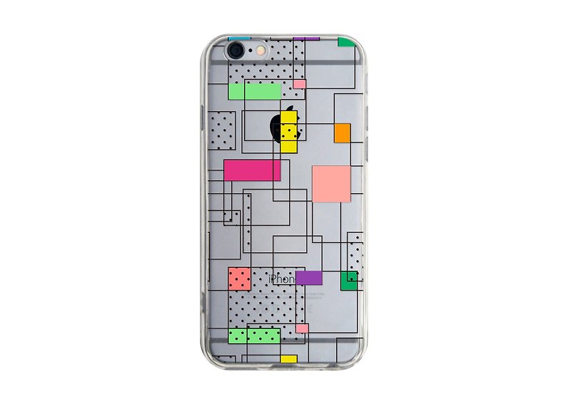 [Visual geometric transparent mobile phone case] iPhone13 12 Pro Max Mini Samsung Huawei Sony - Phone Cases - Plastic White