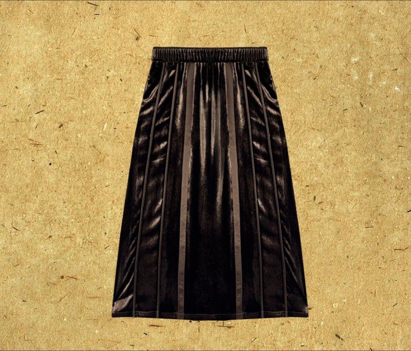 Shu Ning New Chinese Retro Xiangyunsha Silk Velvet Horse Face Skirt - Skirts - Silk Brown