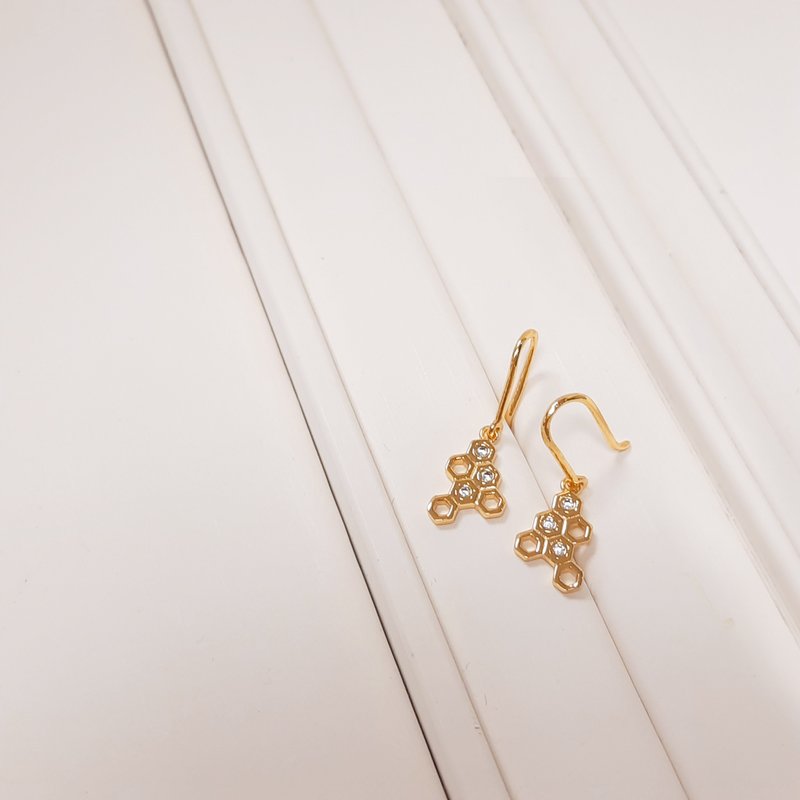 Trendy 14K gold sterling silver earrings/925 Silver light jewelry hook earrings needle earrings textured silver jewelry - ต่างหู - เงินแท้ สีทอง