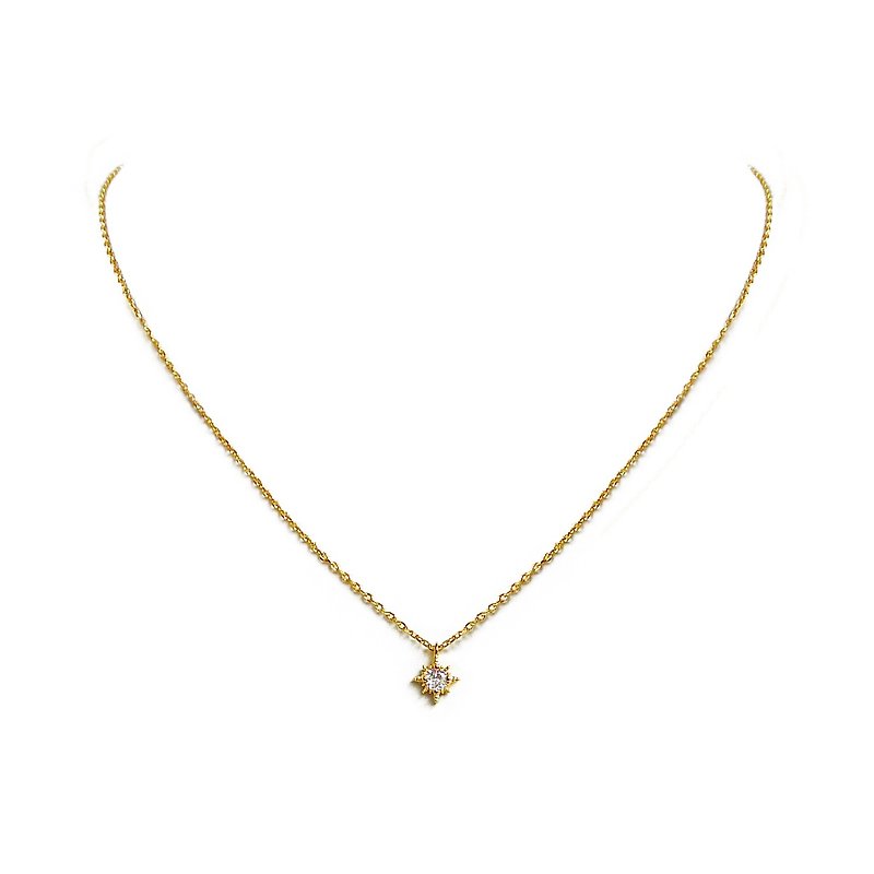 Fortune x Zircon Stone Bronze Plated 18K Gold [Mind Mist. Mang】Clavicle chain choker necklace - Necklaces - Copper & Brass 