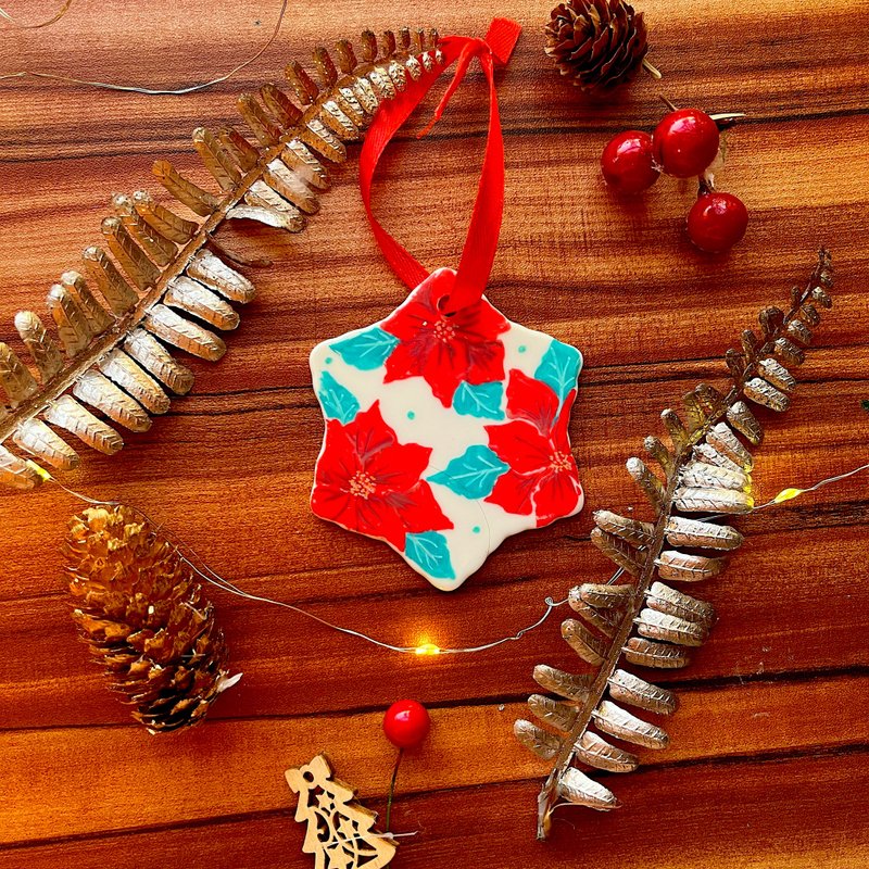 手繪陶瓷聖誕裝飾 (聖誕花) - 擺飾/家飾品 - 瓷 多色