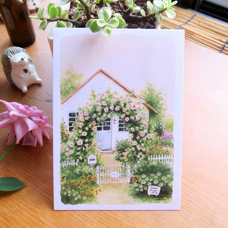 Dream House no.14 Rose House postcard - การ์ด/โปสการ์ด - กระดาษ สึชมพู