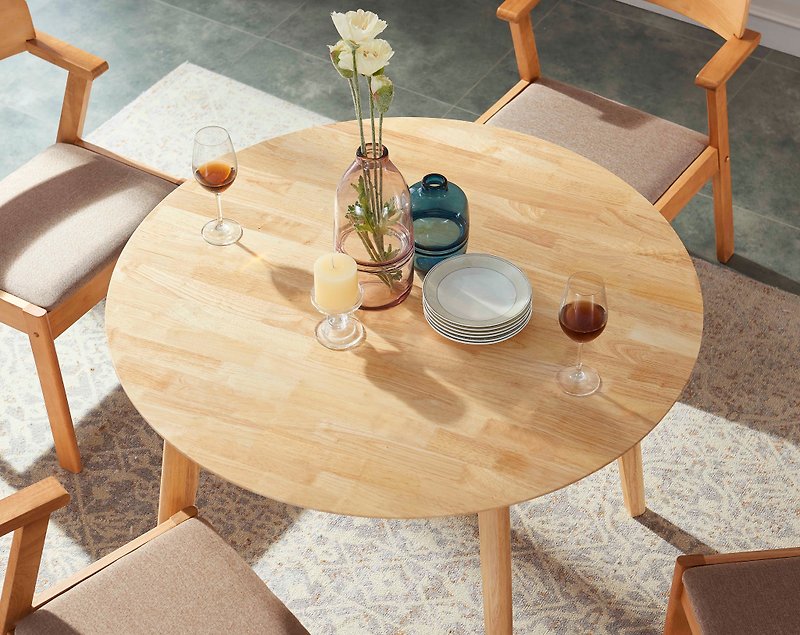 Wesgreen Nordic modern solid wood design round dining table - Dining Tables & Desks - Wood Brown