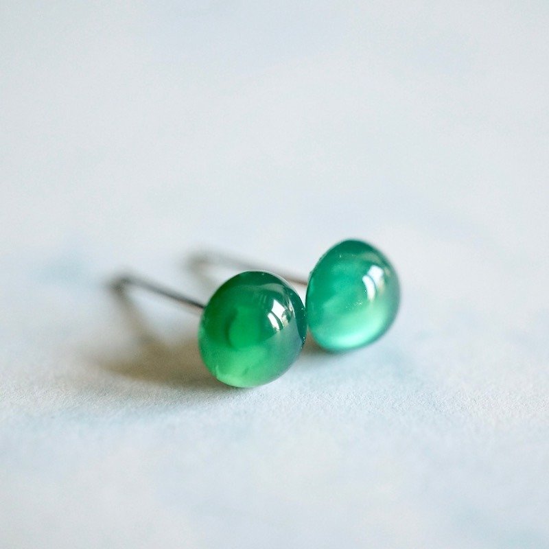 ITS-E110 [Earrings Series·Minimalist Natural Stones] Green Aventurine Green Agate Earrings - Earrings & Clip-ons - Gemstone Green