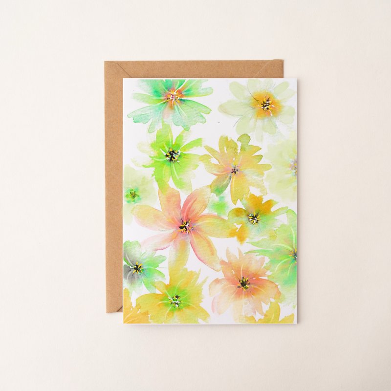 Watercolor floral card, all-purpose card, birthday card, thank you card, folded card, blank card, nature, handwriting - Cards & Postcards - Paper Multicolor