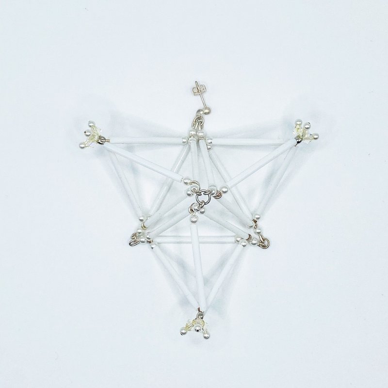 3D Triangle PIERCE/EARRING【White】 - Earrings & Clip-ons - Glass White