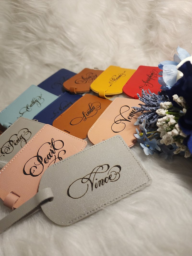 [Customized custom text] Suitcase leather hangtag name tag Valentine's Day gift byMerci - Luggage Tags - Genuine Leather 