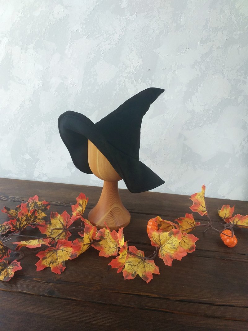 Newborn halloween costume- mini witch hat, wizard hat for newborn photo prop - Baby Hats & Headbands - Other Materials Black