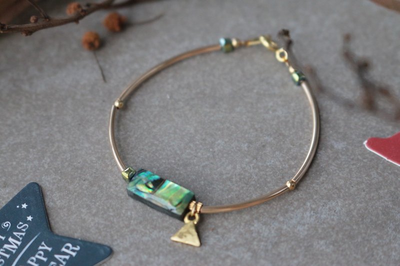 Abalone shell natural stone brass bracelet 0971- courage - Bracelets - Shell Green