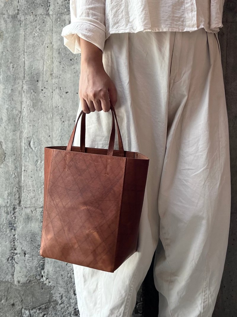 Real Kraft Paper Bag Scar Coffee【LBT Pro】 - Handbags & Totes - Genuine Leather Brown