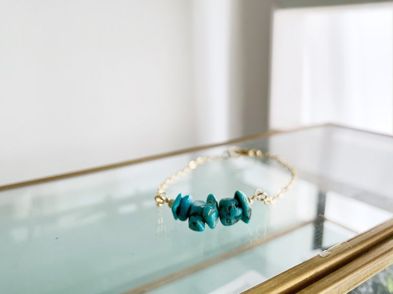 December Birthstone Unisex Turquoise Bracelet Gold - สร้อยข้อมือ - เครื่องเพชรพลอย สีน้ำเงิน