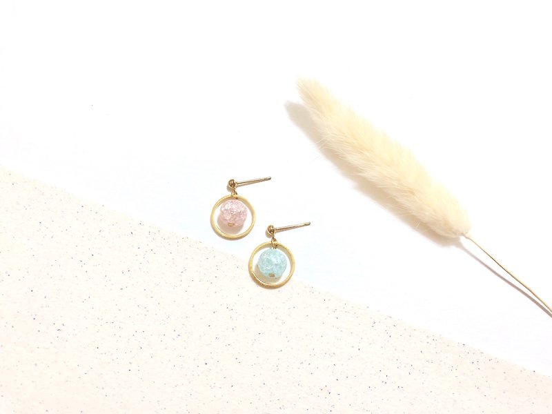 [Cat Planet Series] Ice Crystal Blue Star (Ice Blue Mixed Color) - Earrings & Clip-ons - Other Metals Blue