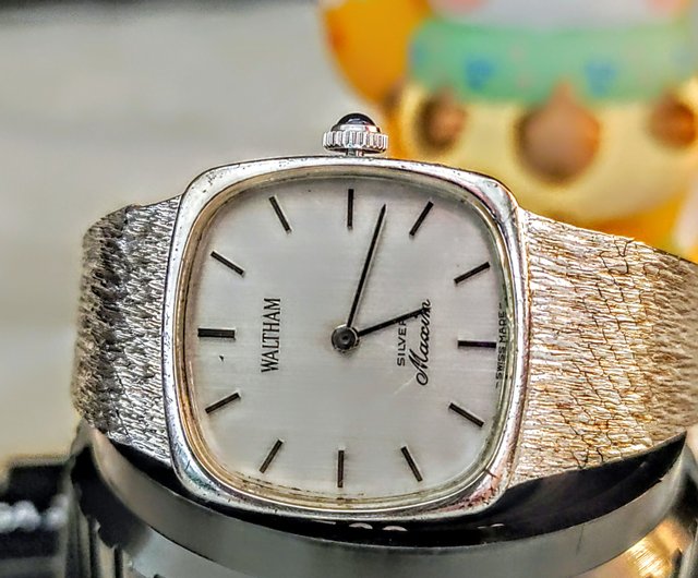 1960s 70s WALTHAM 925 Silver Square Bracelet Watch Micro Flaw Shop TOKEI WATCH Women s Watches Pinkoi