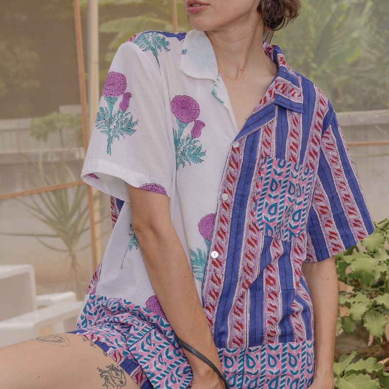 MARDI GRAS HAWAI SHIRT - Women's Shirts - Cotton & Hemp Multicolor