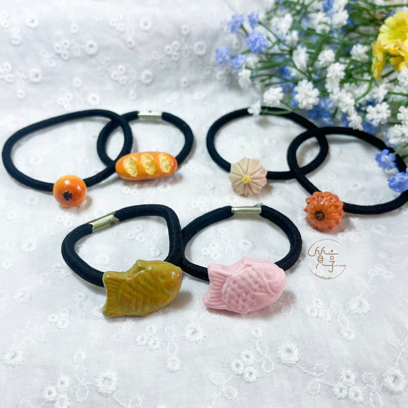 [Quality handmade] Hand-made styling hair ring Japanese-style wagashi hair ring bread series hair ring - Hair Accessories - Clay Multicolor