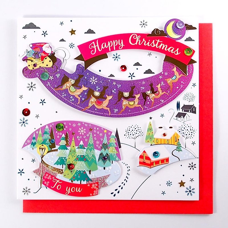 クリスマスの夜、美しいクリスマスカード[リンデザインTPカードクリスマスシリーズ] - カード・はがき - 紙 多色