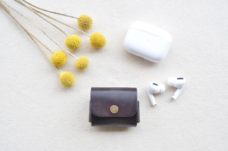 AirPods Pro皮革保護套-焦茶 - AirPods/耳機保護套 - 真皮 