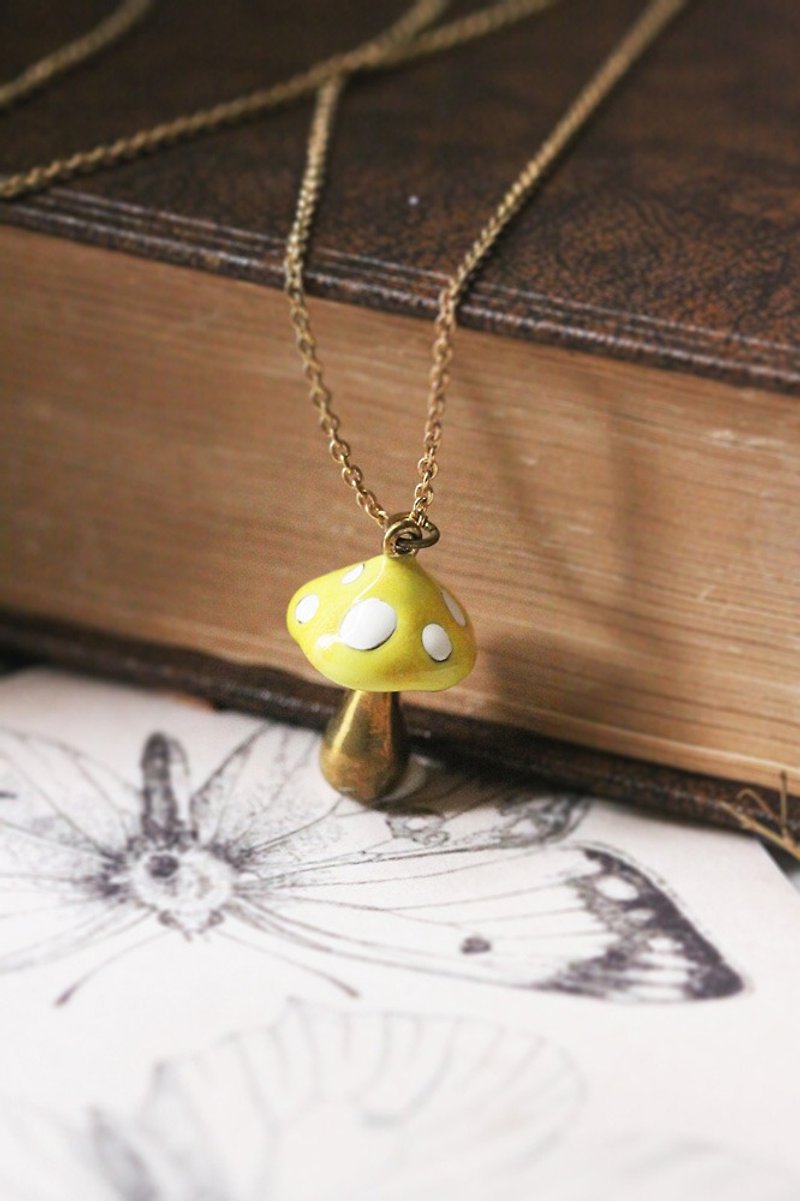 Mushroom Charm Necklace by linen. - Necklaces - Other Metals 