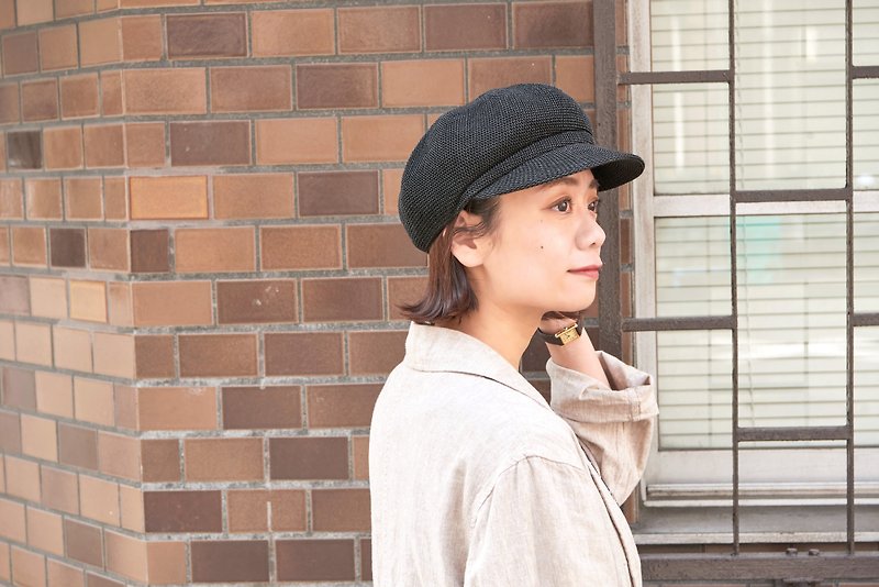 Recycled Paper Summer Baker Boy Hat, Womens Cap, Mens Sustainable Eco-Fashion - Hats & Caps - Eco-Friendly Materials Black