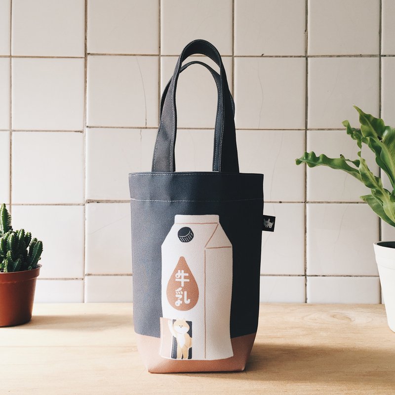 Eco Drink Bag - Milk Shiba - กระเป๋าถือ - ไฟเบอร์อื่นๆ สีเทา