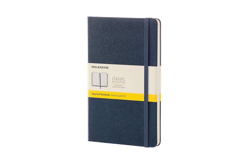 MOLESKINE 經典寶藍色硬殼筆記本 - L - 方格 - 燙金服務 - 筆記簿/手帳 - 紙 藍色