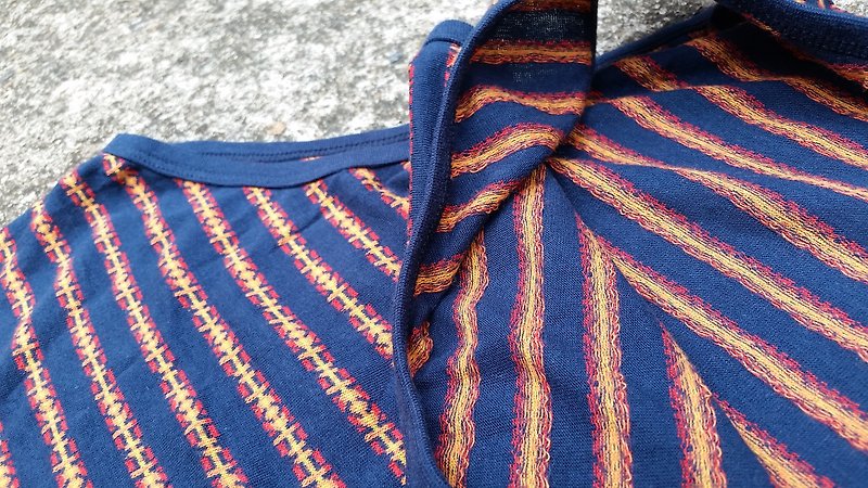 AMIN'S SHINY WORLD Featured Ethnic Color Threaded Dark Blue Striped Rainbow Jacquard Vest - Men's Tank Tops & Vests - Cotton & Hemp Multicolor