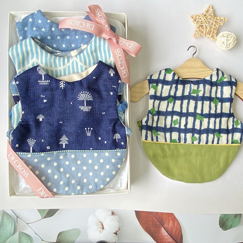 Full Moon Gift Box | Full Moon Gift. Personalized fashionable vest and bib set/gift box - ของขวัญวันครบรอบ - ผ้าฝ้าย/ผ้าลินิน สีน้ำเงิน