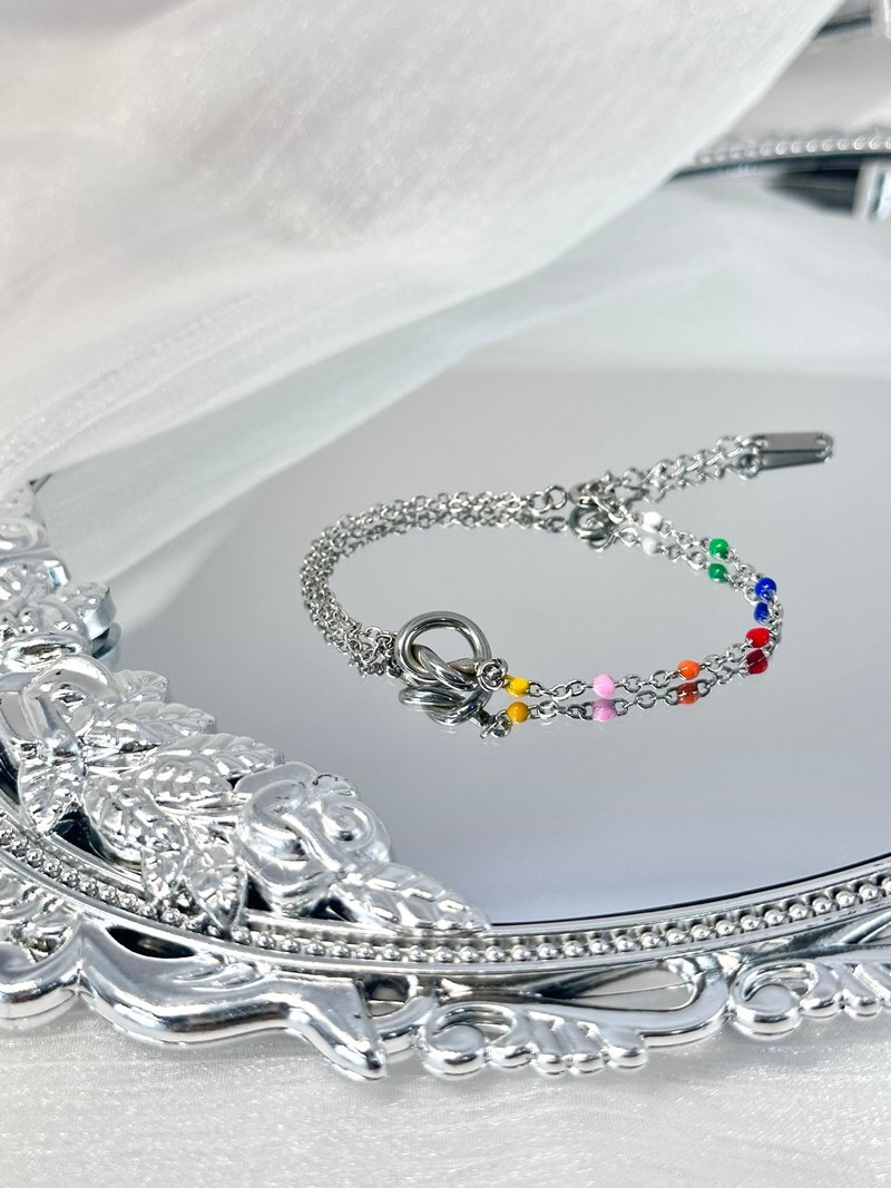 Little Rainbow Love Knot Bracelet-Love Knot Bracelet/Medical Steel/Summer Bracelet - สร้อยข้อมือ - สแตนเลส หลากหลายสี