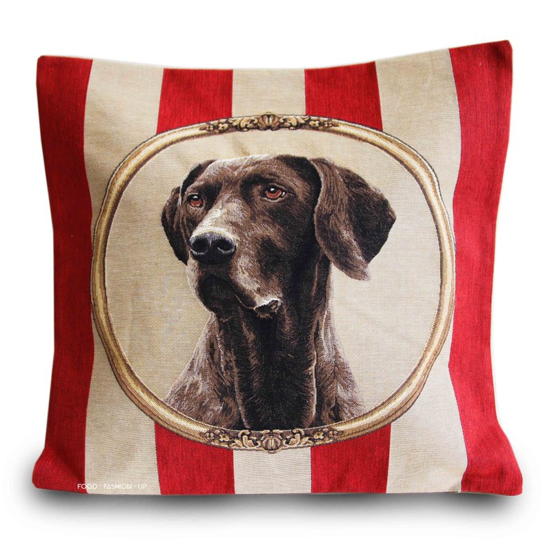 European Royal Jacquard Pillow Global Limited Edition 1 Handsome Weimaraner Pet Companion - Pillows & Cushions - Cotton & Hemp 