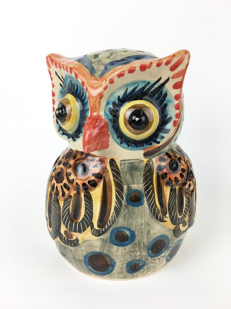 Nice Little Clay three-dimensional hand-decorated Big Owl 4 small flawed discounts - Pottery & Ceramics - Pottery Multicolor