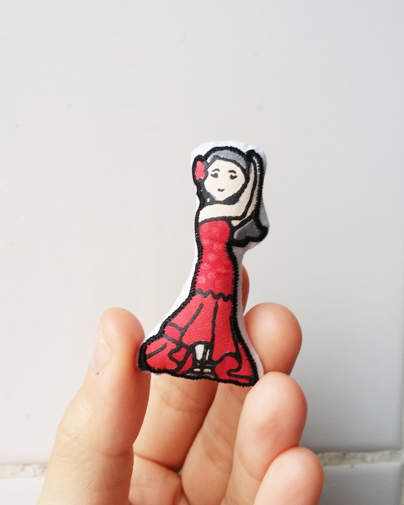 [LineWorkLab]世界各地的人胸針 - 西班牙卡門 People Around the World Brooch - Spanish - 胸針 - 其他材質 紅色