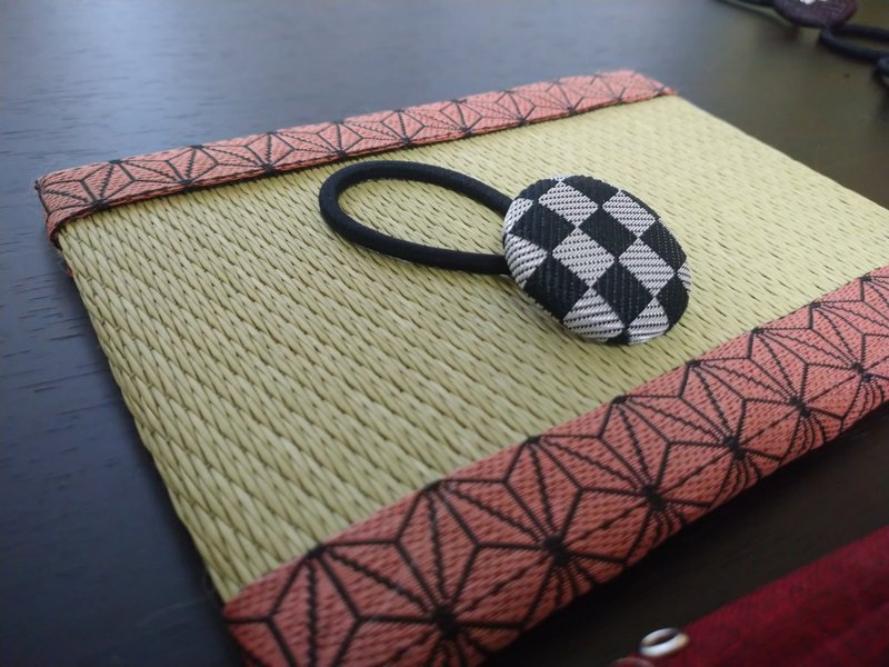 【市松】白黒　ヘアゴム　髪飾り　日本製　ハンドメイド - 髮夾/髮圈 - 其他材質 多色