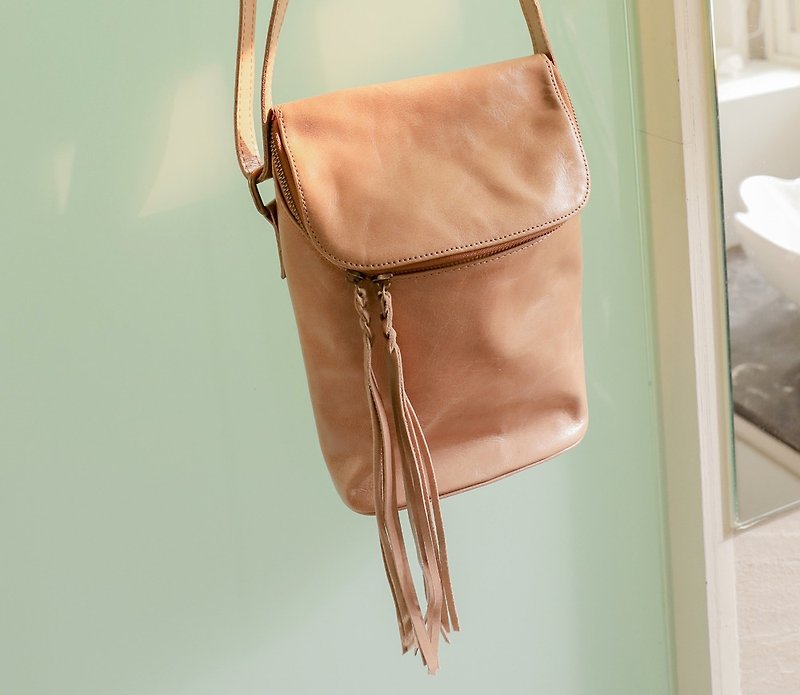 Scorpion fringed three-dimensional long tubular bag brown - Handbags & Totes - Genuine Leather Brown