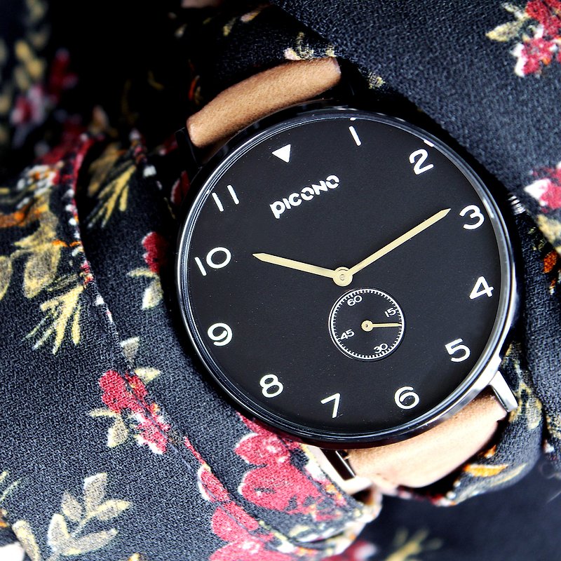【PICONO】SPY S 系列 真皮錶帶手錶 / YS-7201 - 男錶/中性錶 - 不鏽鋼 黑色