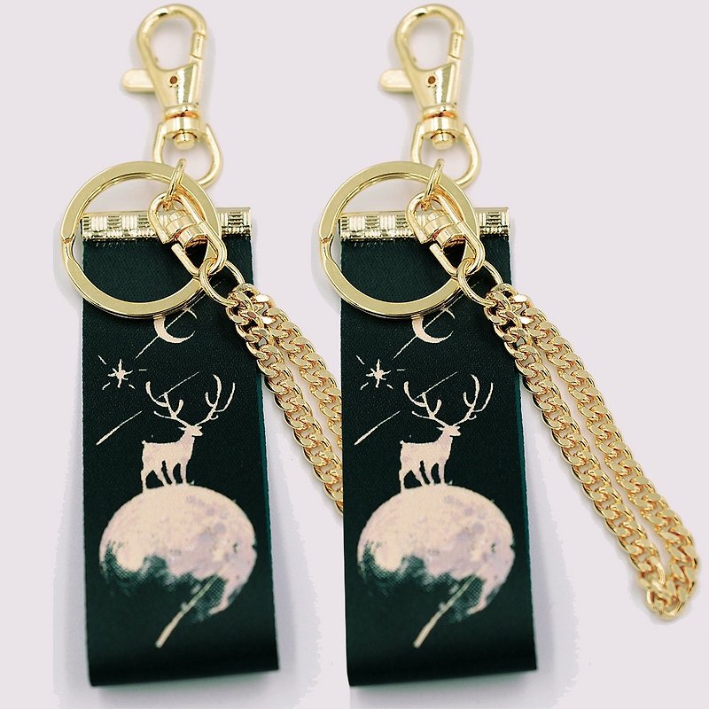 'Moon Deer' key ring - Keychains - Cotton & Hemp Black
