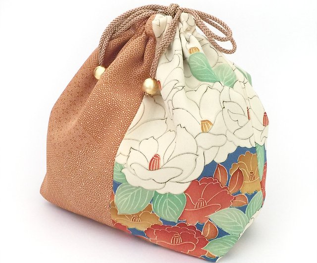 Vintage Kimono Bag Drawstring Bucket Bag Silk Bag Crossbody 