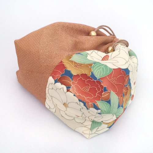 Drawstring Bag with Japanese pattern, Kimono - Silk - for Clear