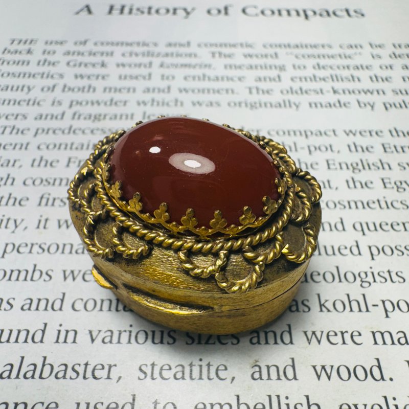 イタリア フィリグリー細工 レッドアゲート 金メッキ楕円ボックス - その他 - 金属 