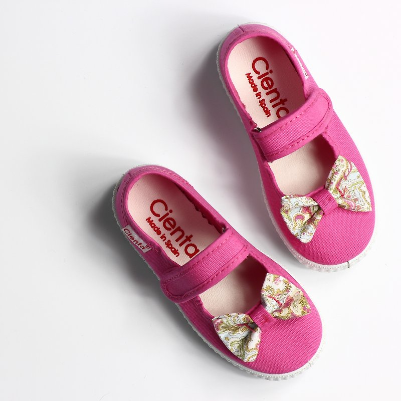 Spanish nationals canvas shoes CIENTA 56070 12 pink children, children's size - รองเท้าเด็ก - ผ้าฝ้าย/ผ้าลินิน สีแดง