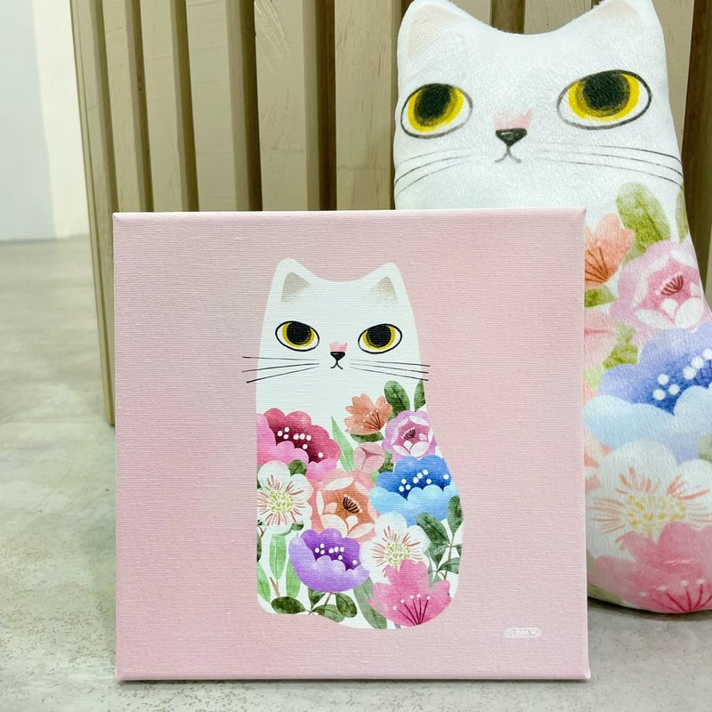 Flora Bunny | 20*20  frameless painting - โปสเตอร์ - ผ้าฝ้าย/ผ้าลินิน หลากหลายสี