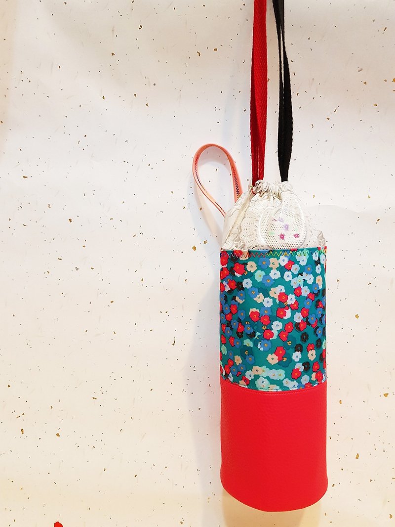 ウォッシュフリーショルダーキャリーデュアルユースポータブルボトルとカップ保護バッグ-カラフルな花魔法瓶キャリーバッグ - ドリンクホルダー - 防水素材 多色