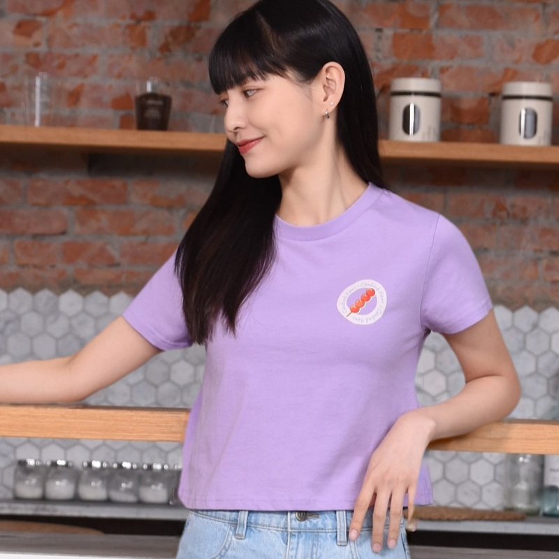 【CANDIED HAWS BABY TEE】Taiwan Foodie Series ‧ Peony Purple ‧ Ultra Soft Cottony - Women's T-Shirts - Cotton & Hemp 
