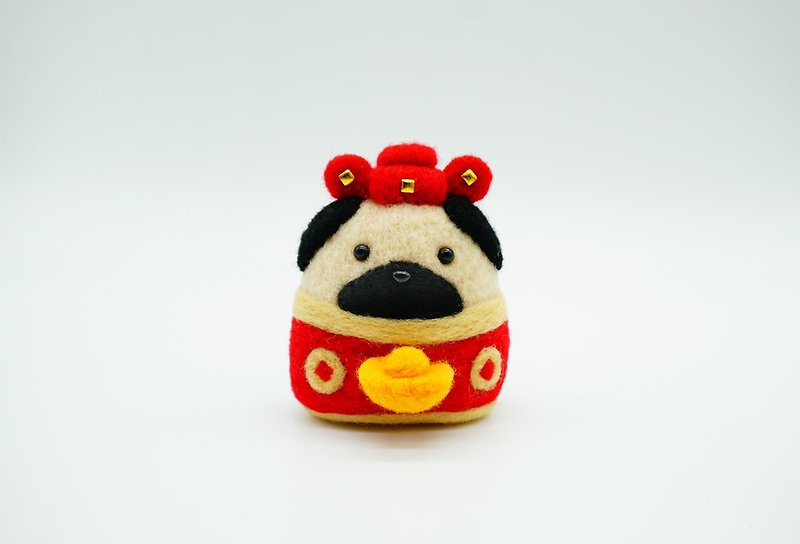 Fortuna Wang Jinyuanbao Keji wool felt corgi dog hanging key ring car decoration brooch pin - ของวางตกแต่ง - ขนแกะ 