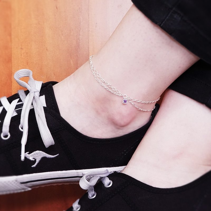 薄暮 アンクレット 二重デザイン 925スターリングシルバー レディースアンクレット - アンクレット - スターリングシルバー シルバー