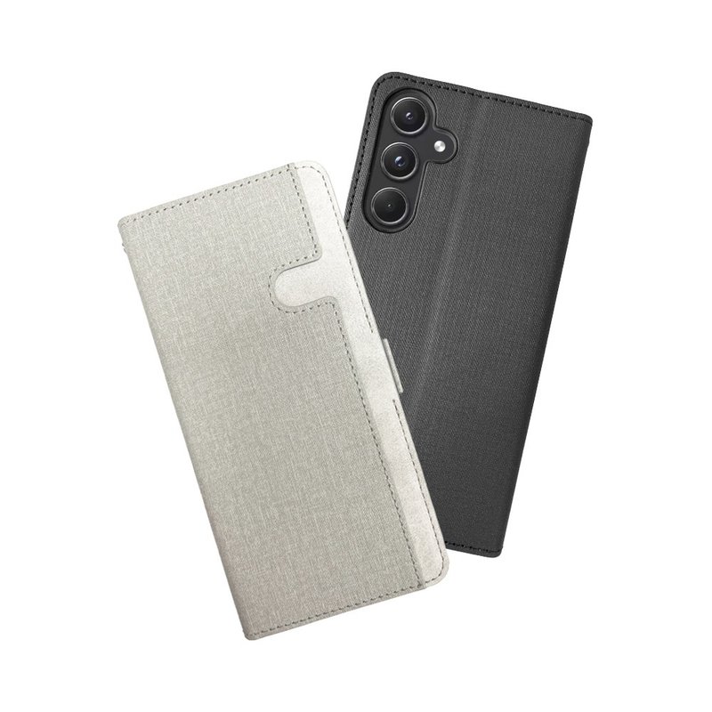 CASE SHOP Samsung A55 5G 前收納側掀皮套 - 手機殼/手機套 - 人造皮革 黑色