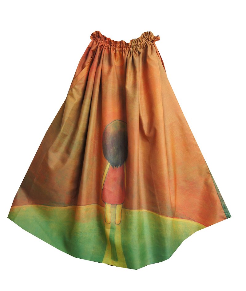 The hill recalling hometown Print Skirt - Skirts - Polyester Orange