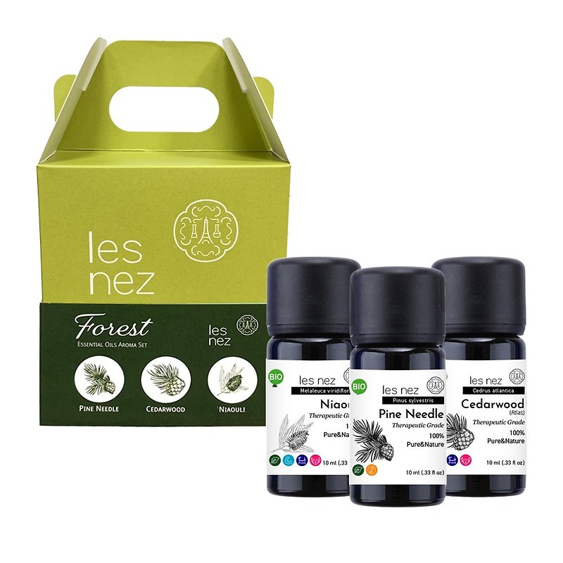 【Les nez 香鼻子】Forest 山林漫步 精油禮盒(贈櫸木香氛柱) - 香氛/精油/擴香 - 精油 黑色
