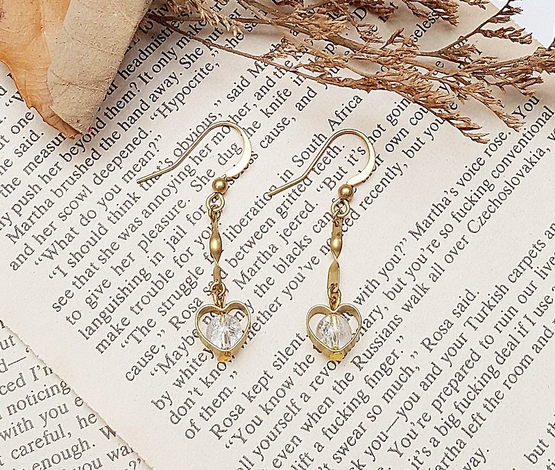 <Planet series - love planet> ice crystal white Bronze earrings can change the folder customization features - Earrings & Clip-ons - Copper & Brass White