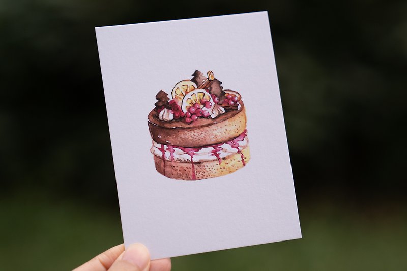 【Christmas Gift Box】Hand-painted Christmas Desserts | Postcards | 5pcs - Cards & Postcards - Paper 