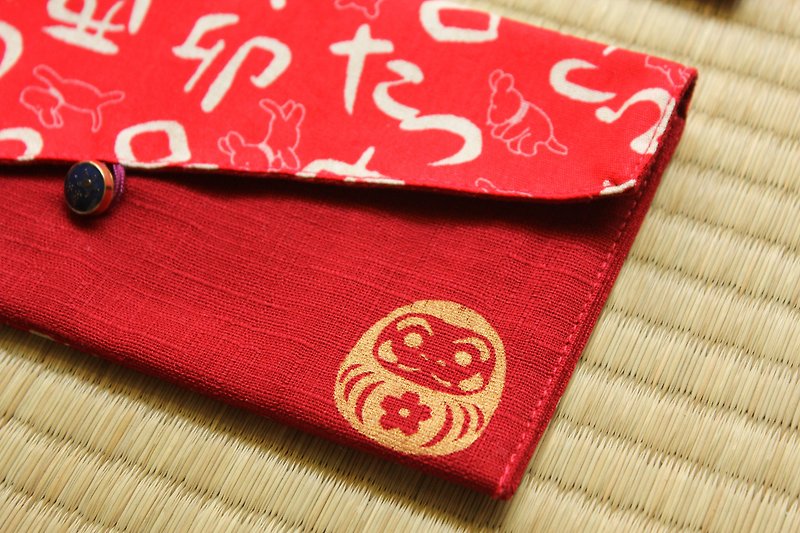 [Dharma can not fall] cloth red bag / passbook bag / cash storage bag (2 into) - ถุงอั่งเปา/ตุ้ยเลี้ยง - ผ้าฝ้าย/ผ้าลินิน สีแดง